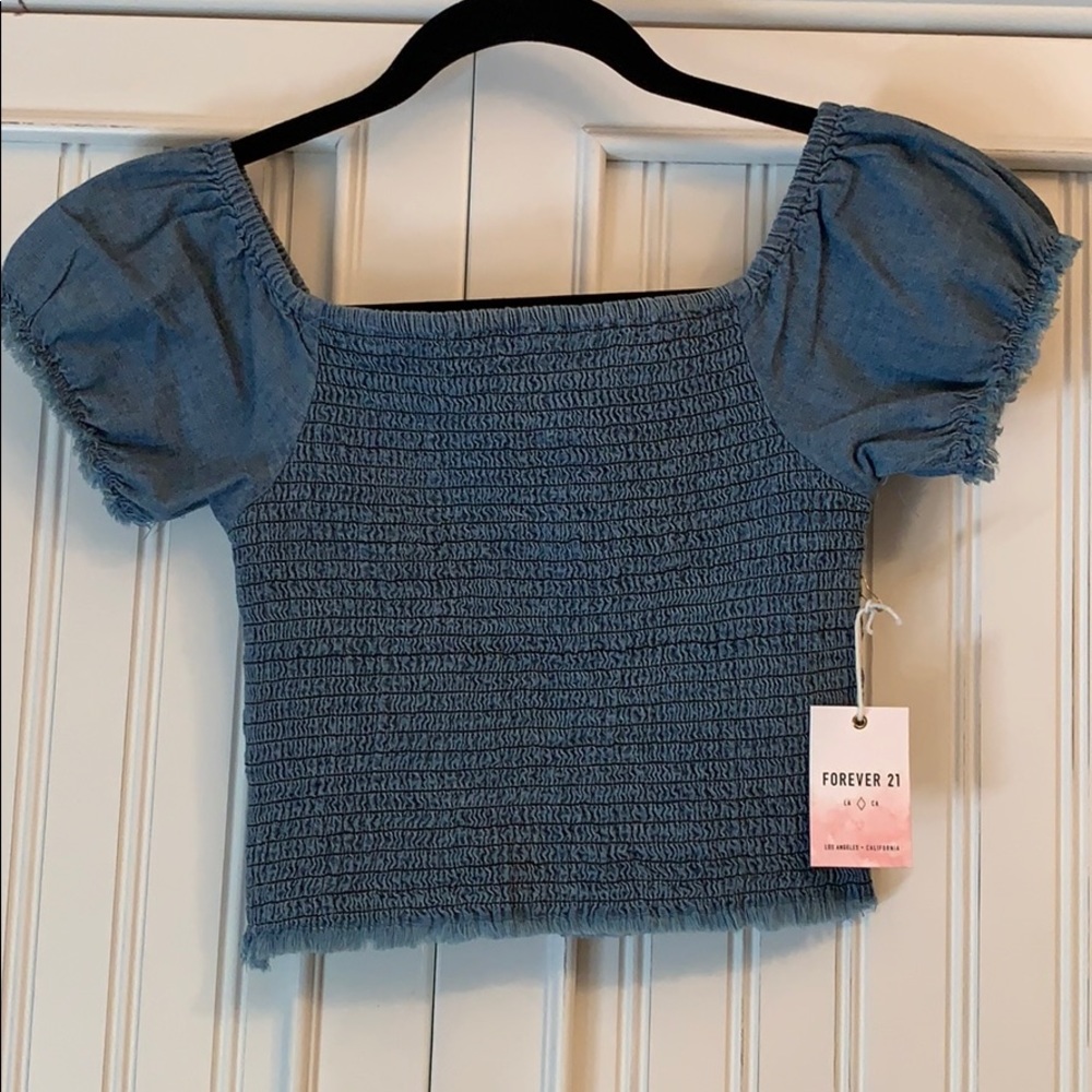 Jean crop smocked crop top!